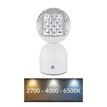 Globo - LED Hämardatav puutetundlik laualamp LED/2W/5V 2700/4000/65000K 1800 mAh valge