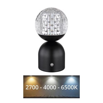 Globo - LED Hämardatav puutetundlik laualamp LED/2W/5V 2700/4000/6500K 1800 mAh must