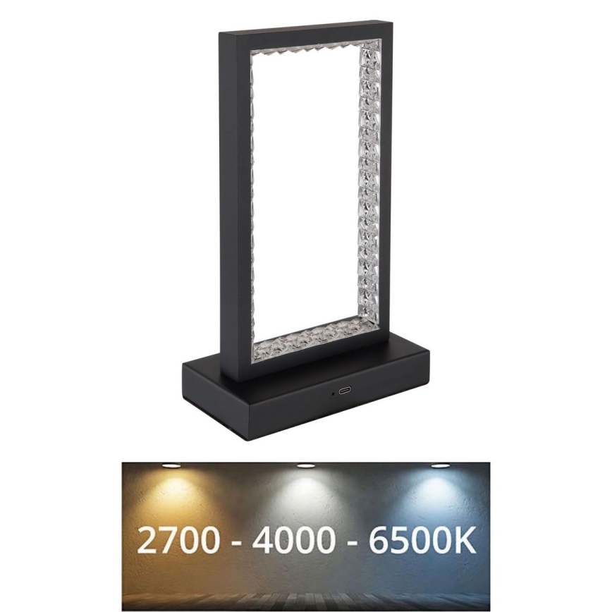 Globo - LED Hämardatav puutetundlik laualamp LED/3W/3,7V 2700K/4000K/6500K 1800 mAh USB must