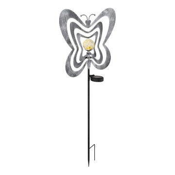 Globo - LED päikeselamp LED/3V IP44 300 mAh hõbedane liblikas