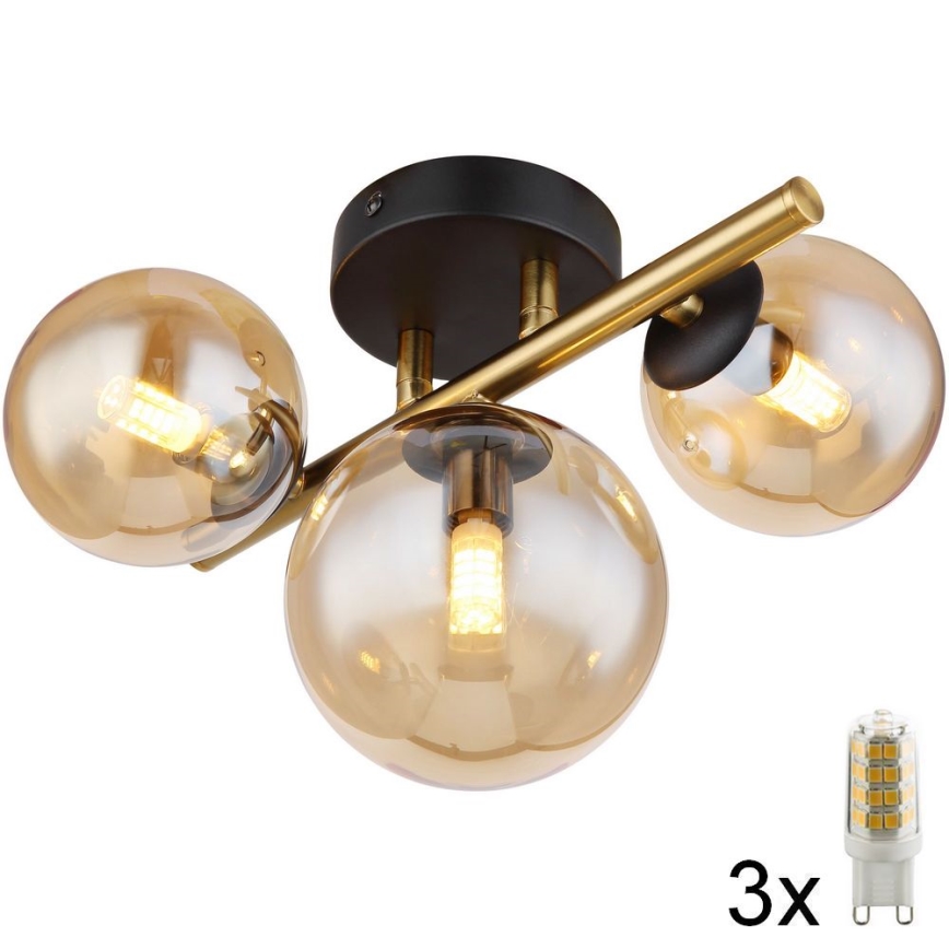 Globo - LED Pinnale kinnitatav lühter RIHA 3xG9/3,5W/230V messing