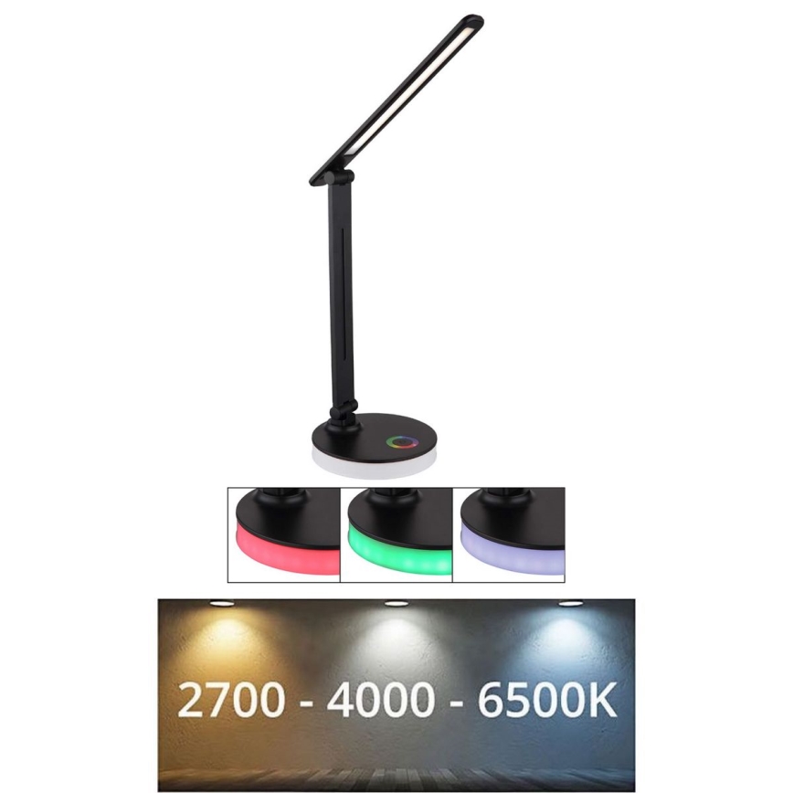 Globo - LED RGBW Hämardatav puutetundlik laualamp LED/5W/230V + LED/2W 2700K/4000K/6500K must