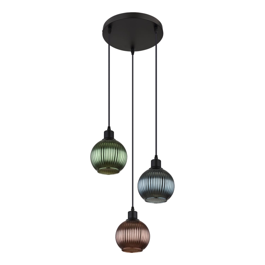 Globo - Lühter 3xE27/25W/230V d. 36 cm vask/roheline/sinine