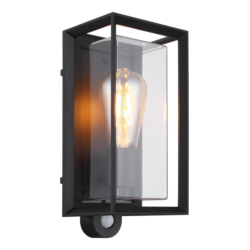 Globo - Väli seinavalgusti koos anduriga 1xE27/60W/230V IP44 must