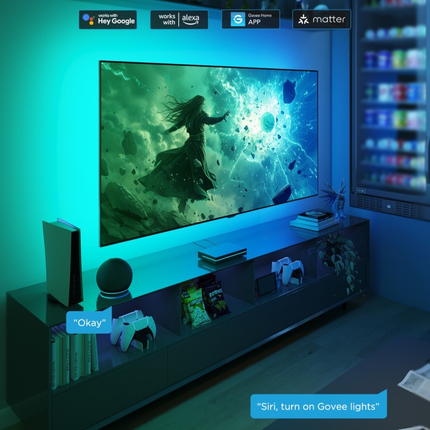 Govee - AI Sync Box 2 nutiteleri RGBICW-taustvalgustus 55-65 Wi-Fi