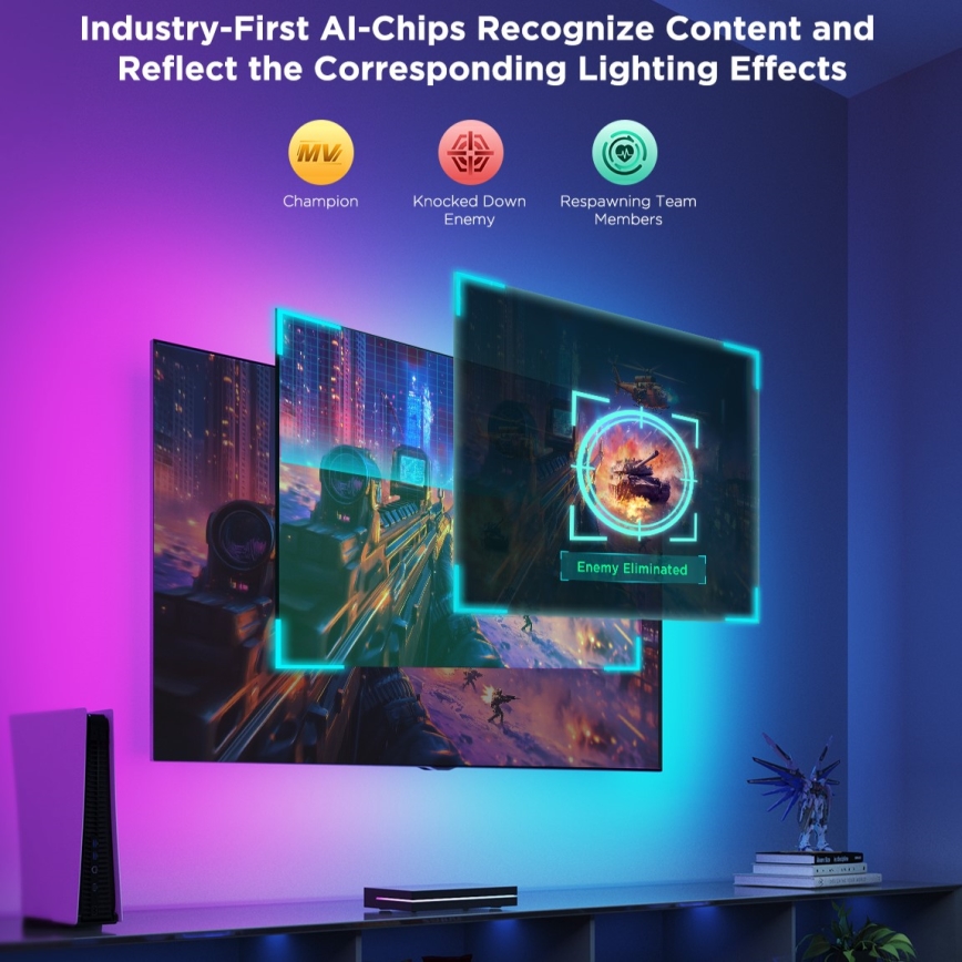 Govee - AI Sync Box 2 nutiteleri RGBICW-taustvalgustus 55-65 Wi-Fi