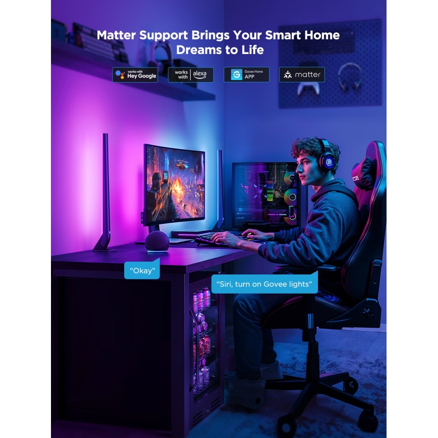 Govee - AI Sync Box Kit 2 Nutikas arvuti valgustuskomplekt 27-34 + Wi-Fi LED-paneelid