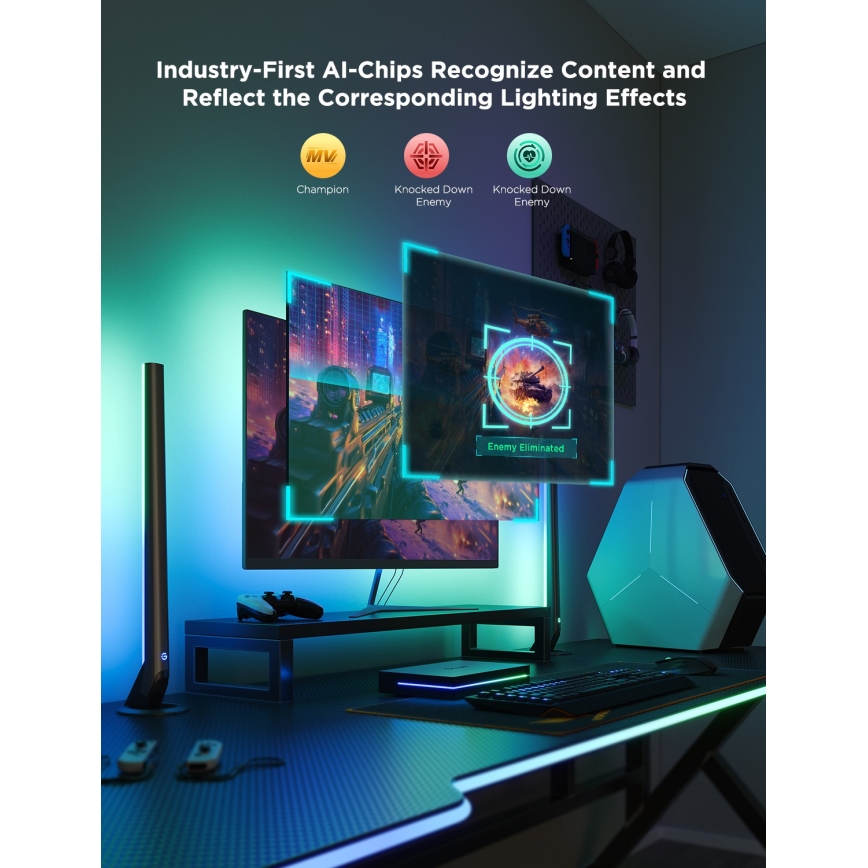 Govee - AI Sync Box Kit 2 Nutikas arvuti valgustuskomplekt 27-34 + Wi-Fi LED-paneelid