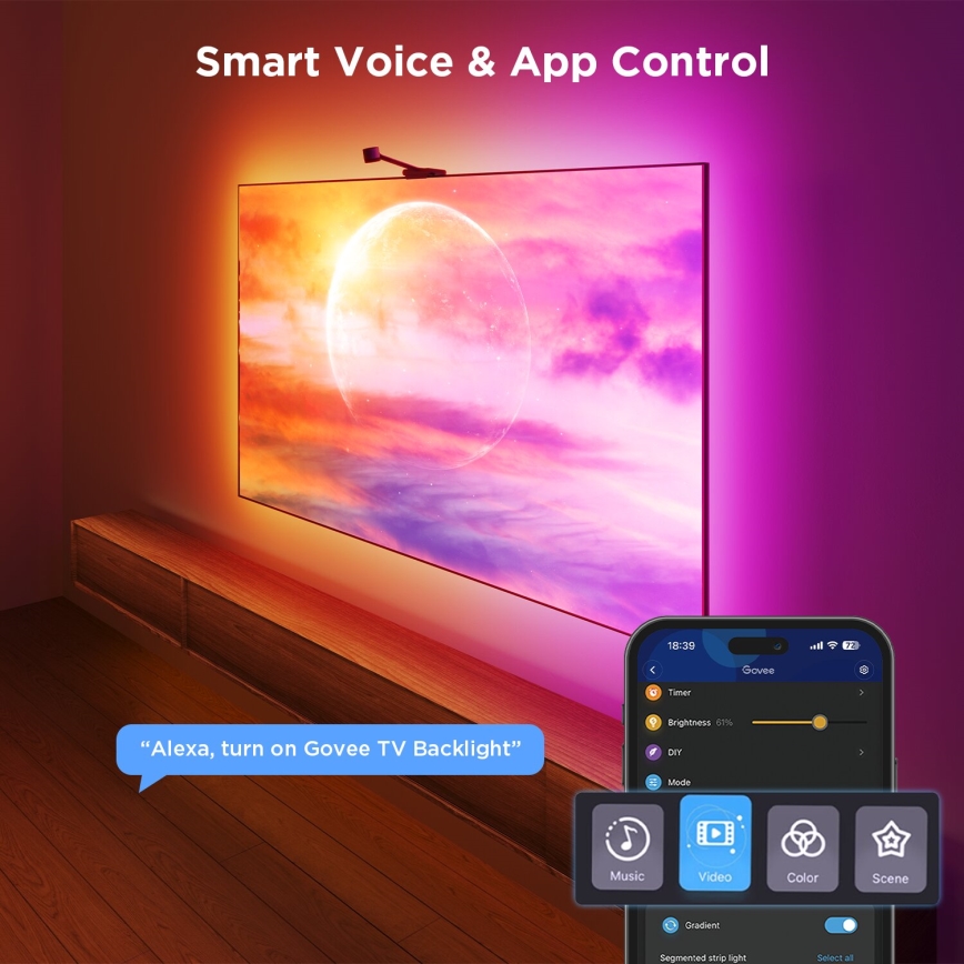 Govee - Backlight 3S Netflix TV 55-65" SMART LED taustvalgustus RGBICW Wi-Fi + kaugjuhtimispult