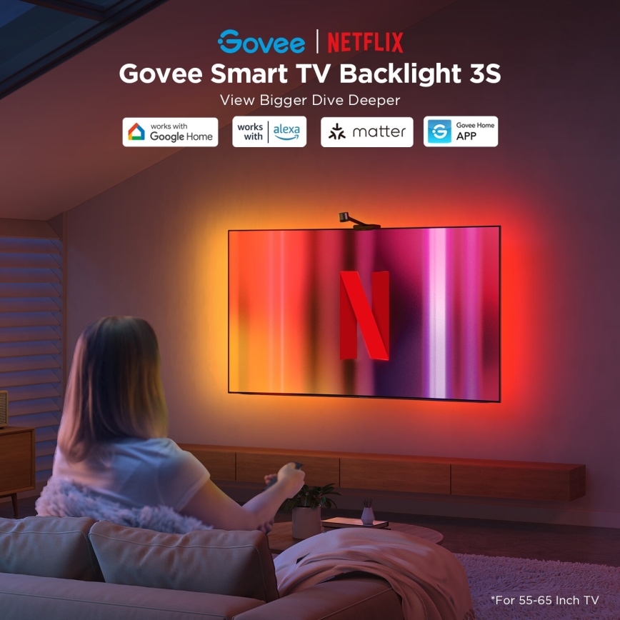 Govee - Backlight 3S Netflix TV 55-65" SMART LED taustvalgustus RGBICW Wi-Fi + kaugjuhtimispult