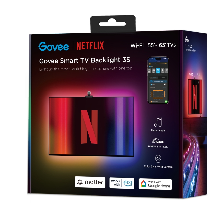 Govee - Backlight 3S Netflix TV 55-65" SMART LED taustvalgustus RGBICW Wi-Fi + kaugjuhtimispult