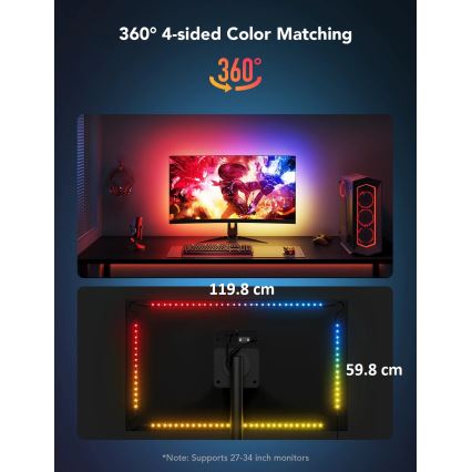 Govee - Dreamview G1 Smart LED RGBIC monitori valgustus 27-34 Wi-Fi