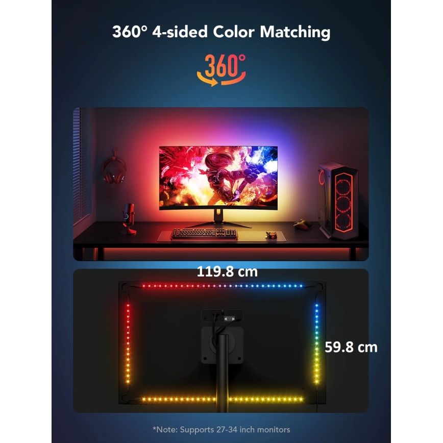 Govee - Dreamview G1 Smart LED RGBIC monitori valgustus 27-34 Wi-Fi
