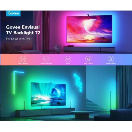 Govee - DreamView T2 DUAL TV 55-65 SMART LED taustvalgustus RGBIC Wi-Fi + kaugjuhtimispult