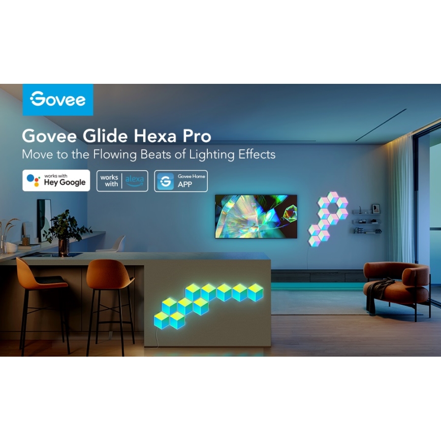 Govee - KOMPLEKT 10x LED Valgusti Glide Hexa Pro LED Smart RGBIC Wi-Fi
