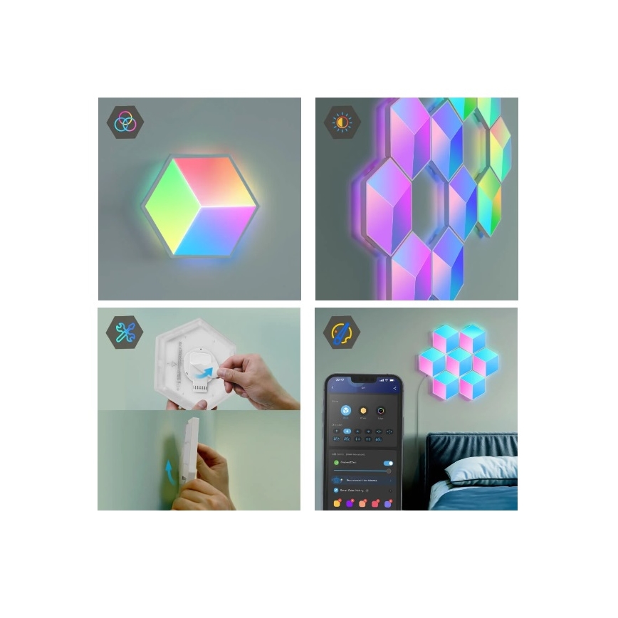 Govee - KOMPLEKT 10x LED Valgusti Glide Hexa Pro LED Smart RGBIC Wi-Fi