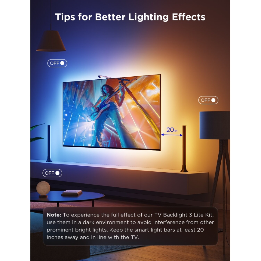 Govee - KOMPLEKT 2x Backlight TV 55-65" SMART LED taustvalgustus RGBICW Wi-Fi