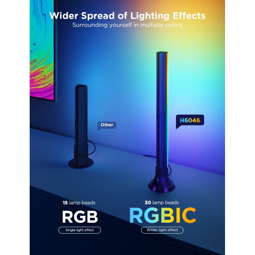 Govee - KOMPLEKT 2x Backlight TV 55-65" SMART LED taustvalgustus RGBICW Wi-Fi