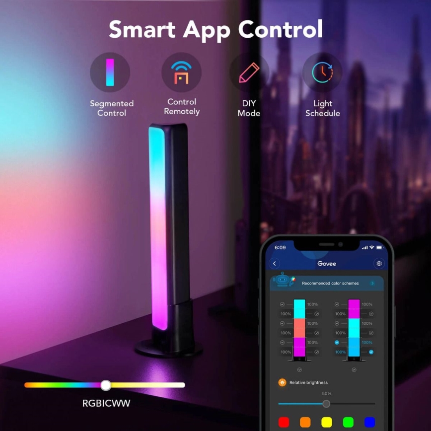 Govee - KOMPLEKT 2x Flow Plus SMART LED TV & Gaming - RGBICWW Wi-Fi