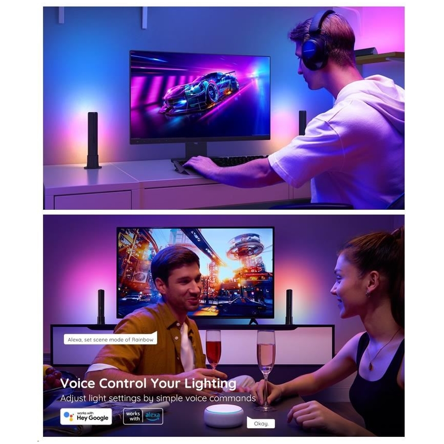 Govee - KOMPLEKT 2x Flow Plus SMART LED TV & Gaming - RGBICWW Wi-Fi