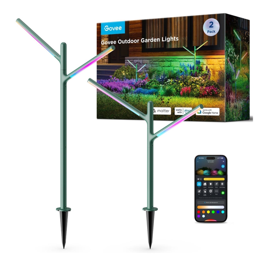 Govee - KOMPLEKT 2x LED RGBICWW Hämardatav väli lamp LED/18W/230V IP66 2700-6500K Wi-Fi