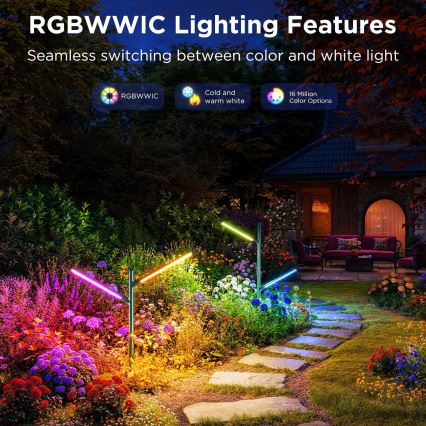 Govee - KOMPLEKT 2x LED RGBICWW Hämardatav väli lamp LED/18W/230V IP66 2700-6500K Wi-Fi