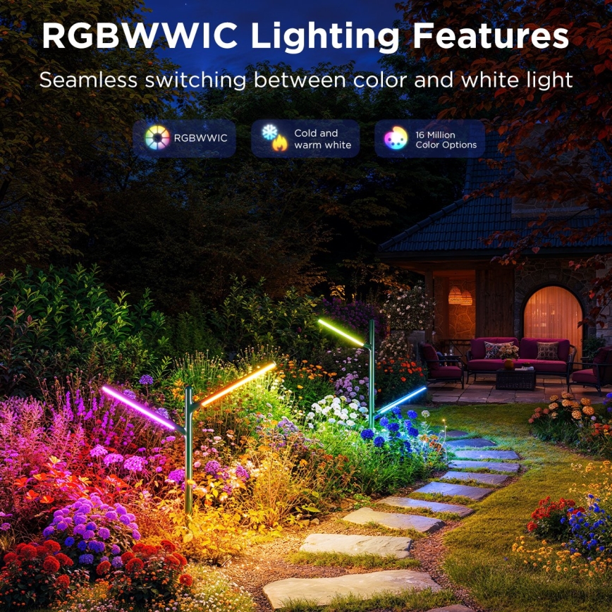 Govee - KOMPLEKT 2x LED RGBICWW Hämardatav väli lamp LED/18W/230V IP66 2700-6500K Wi-Fi