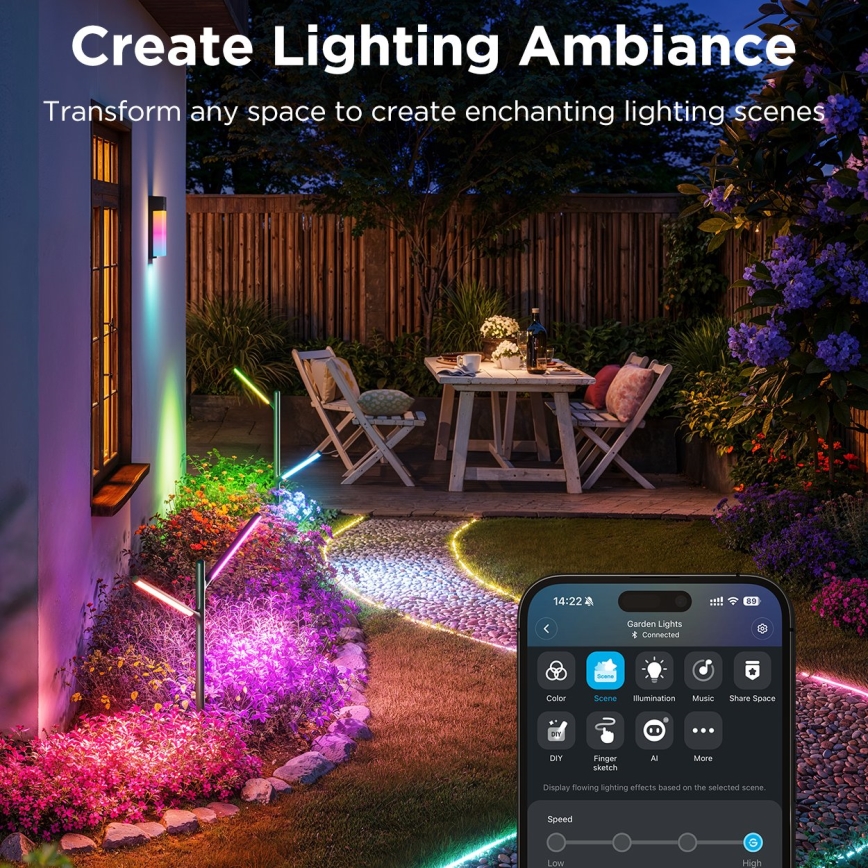 Govee - KOMPLEKT 2x LED RGBICWW Hämardatav väli lamp LED/18W/230V IP66 2700-6500K Wi-Fi