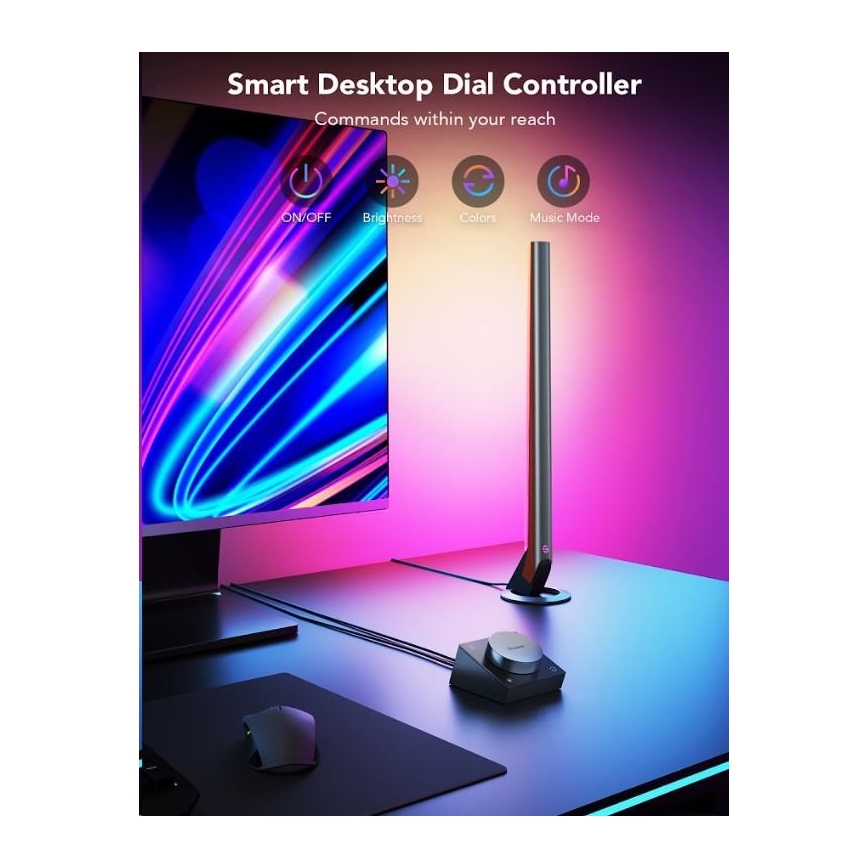 Govee - KOMPLEKT 2x Smart Gaming Wi-Fi LED RGBIC paneelid + Smart Dual + kaugjuhtimispult