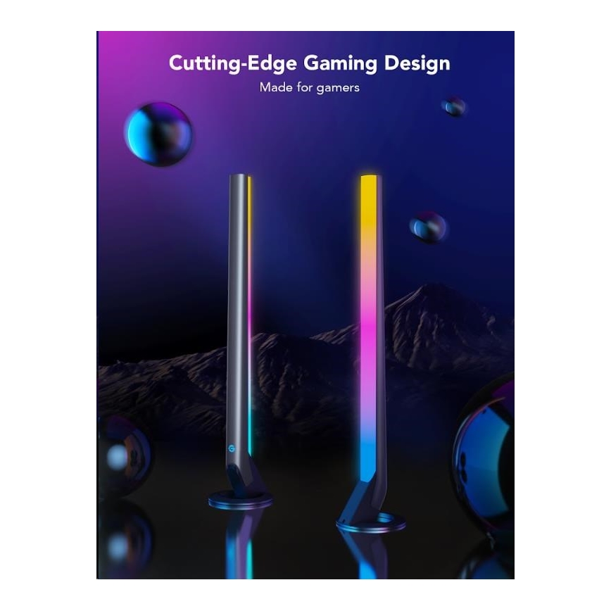 Govee - KOMPLEKT 2x Smart Gaming Wi-Fi LED RGBIC paneelid + Smart Dual + kaugjuhtimispult