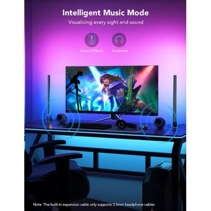 Govee - KOMPLEKT 2x Smart Gaming Wi-Fi LED RGBIC paneelid + Smart Dual + kaugjuhtimispult