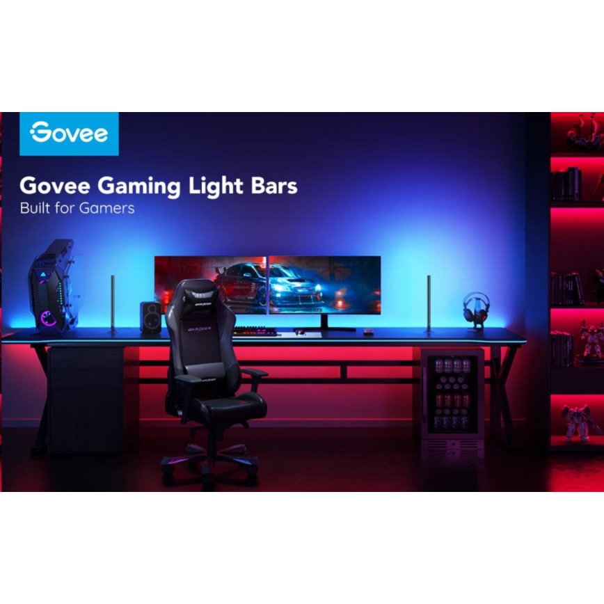 Govee - KOMPLEKT 2x Smart Gaming Wi-Fi LED RGBIC paneelid + Smart Dual + kaugjuhtimispult