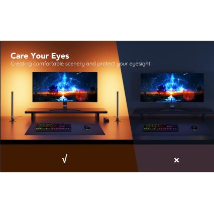 Govee - KOMPLEKT 2x Smart Gaming Wi-Fi LED RGBIC paneelid + Smart Dual + kaugjuhtimispult