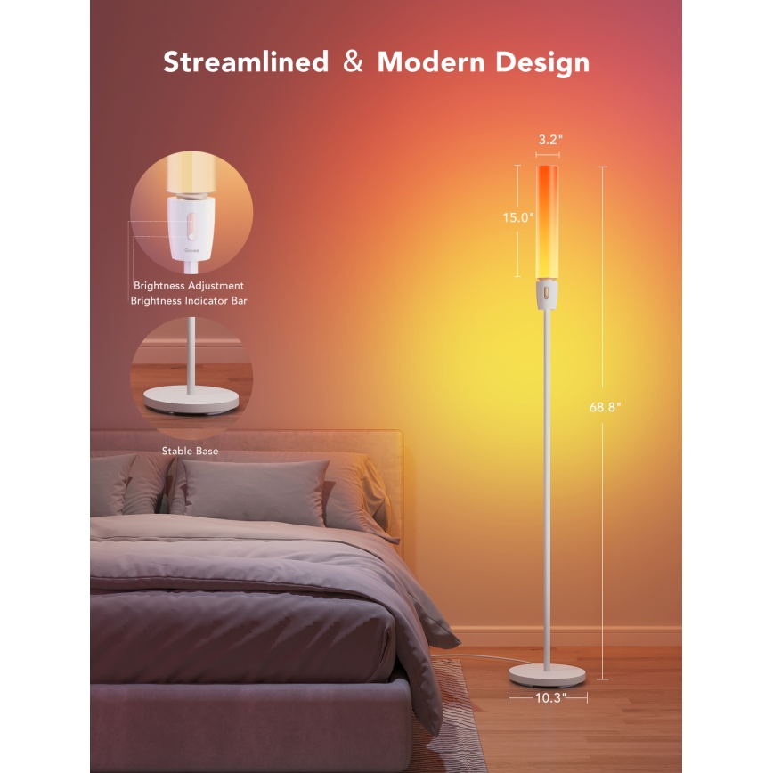 Govee - LED Hämardatav põrandalamp CYLINDER SMART RGBICWW 2200-6500K