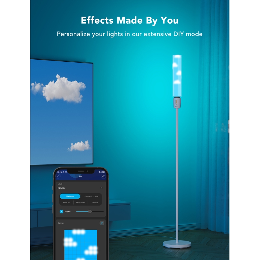 Govee - LED Hämardatav põrandalamp CYLINDER SMART RGBICWW 2200-6500K