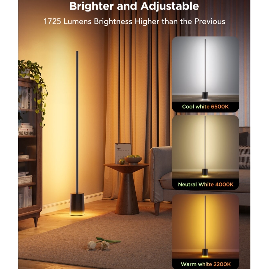 Govee - LED Põrandalamp Smart MATTER LED RGBICWW 2200-6500K Wi-Fi + kaugjuhtimispult