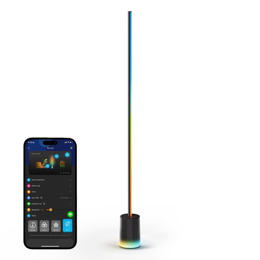 Govee - LED Põrandalamp Smart MATTER LED RGBICWW 2200-6500K Wi-Fi + kaugjuhtimispult