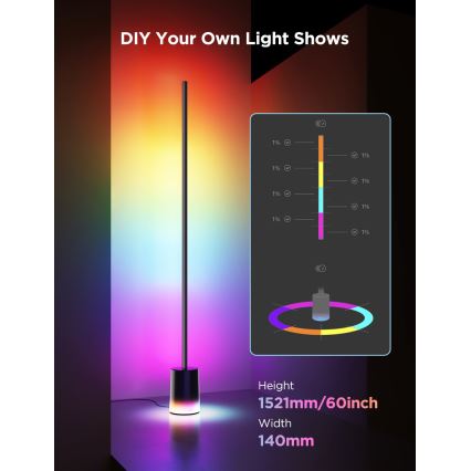 Govee - LED Põrandalamp Smart MATTER LED RGBICWW 2200-6500K Wi-Fi + kaugjuhtimispult