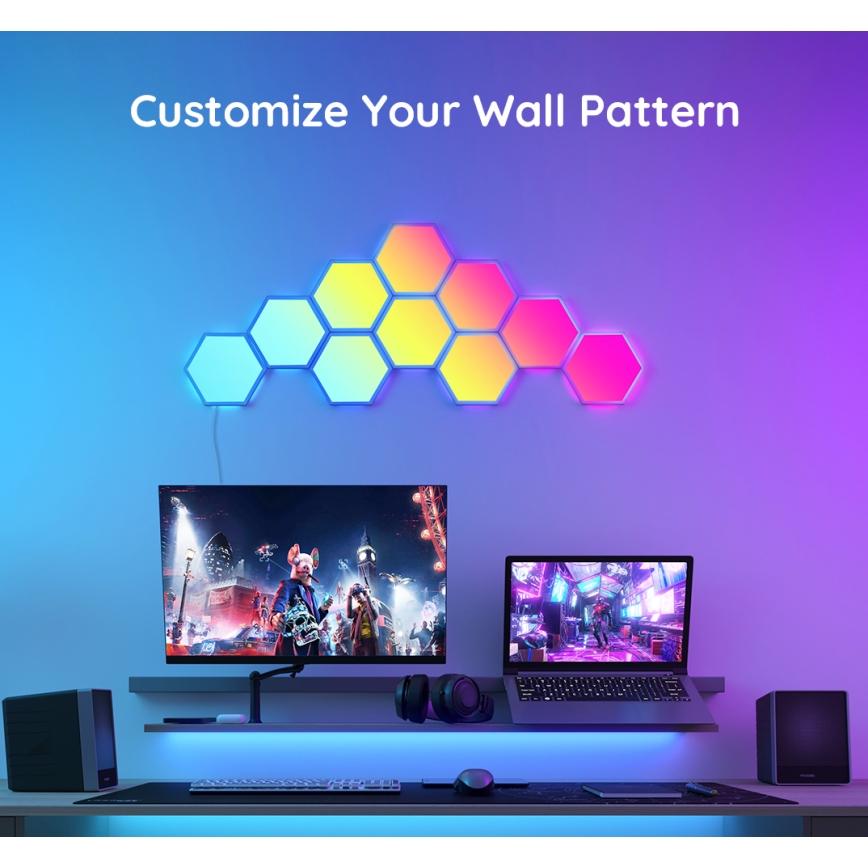 Govee - KOMPLEKT 10x LED RGB Hämardatav valguspaneel LED/36W/230V Wi-Fi