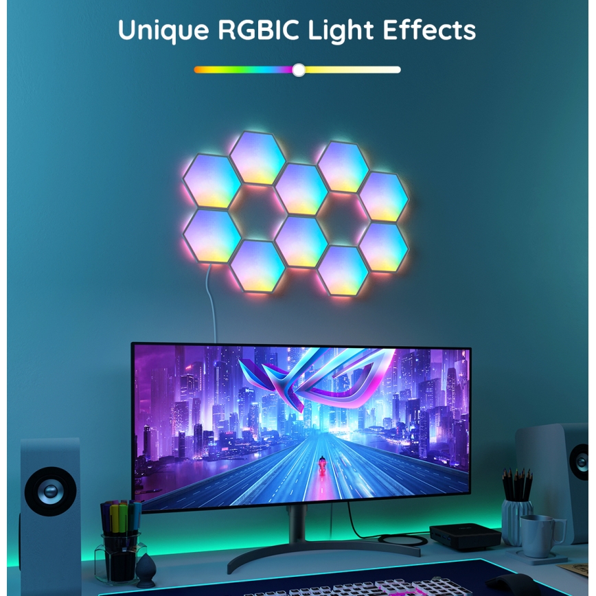 Govee - KOMPLEKT 10x LED RGB Hämardatav valguspaneel LED/36W/230V Wi-Fi