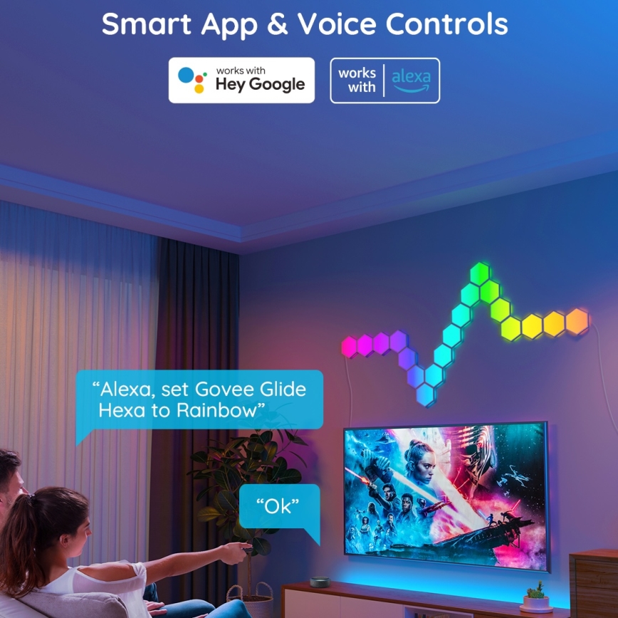 Govee - KOMPLEKT 10x LED RGB Hämardatav valguspaneel LED/36W/230V Wi-Fi