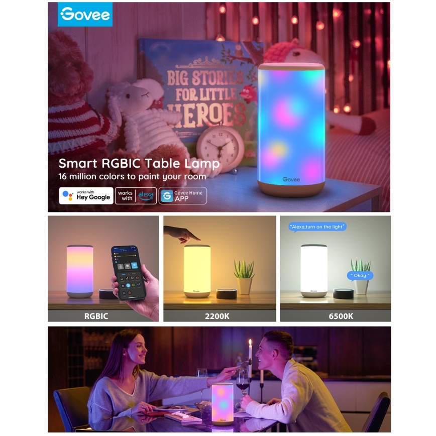 Govee - LED RGBIC Hämardatav laualamp AURA 2 2200-6500K Wi-Fi Matter