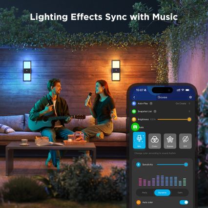 Govee - LED RGBIC hämardatav välisseinavalgusti anduriga MATTER LED/230V IP65 2700-6500K Wi-Fi