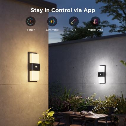 Govee - LED RGBIC hämardatav välisseinavalgusti anduriga MATTER LED/230V IP65 2700-6500K Wi-Fi