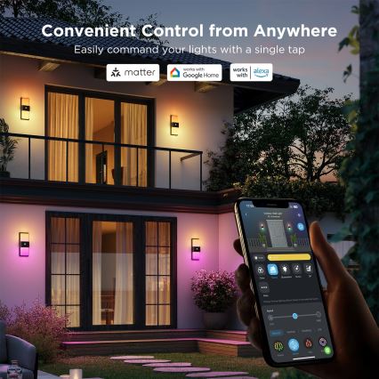 Govee - LED RGBIC hämardatav välisseinavalgusti anduriga MATTER LED/230V IP65 2700-6500K Wi-Fi