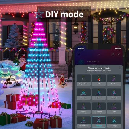 Govee - LED RGBIC jõulupuu tähega LED/15W/230V IP65 1,8m Matter Wi-Fi