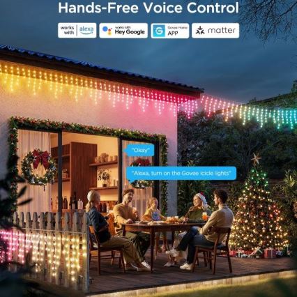 Govee - LED RGBIC Väli valguskett Smart jääpurikad 10m Wi-Fi Matter IP65