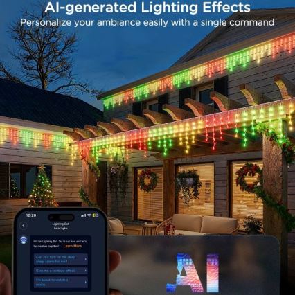 Govee - LED RGBIC Väli valguskett Smart jääpurikad 10m Wi-Fi Matter IP65