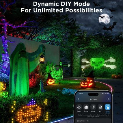 Govee - LED RGBIC Väli võrkvalgustus 143x85cm Wi-Fi Matter IP65