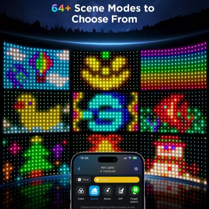 Govee - LED RGBIC väline valgusvõrk 143x85cm Wi-Fi Matter IP65